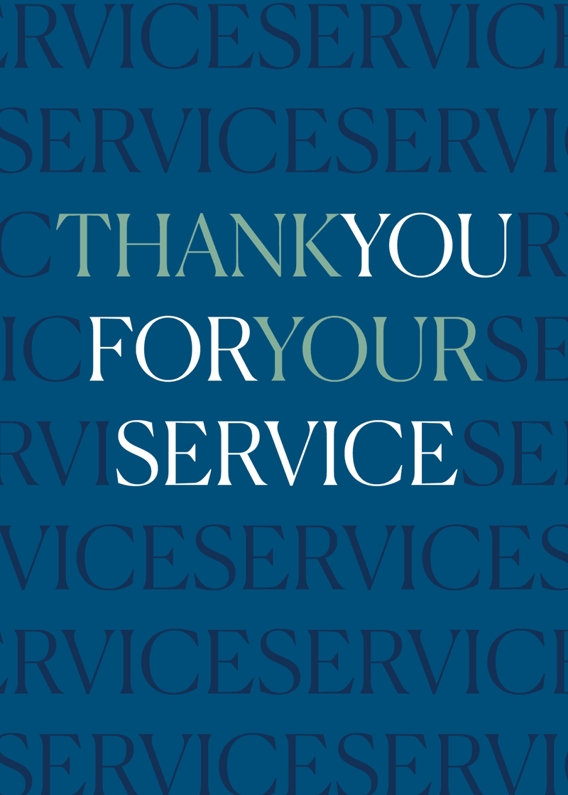 Thank You For Your Service Greeting Card A1